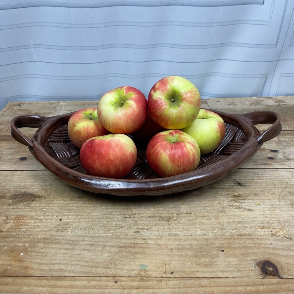 Parmentier Decors Woven Basketweave Ceramic Platter Vintage‎ Studio Pottery